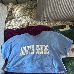 Brandy Melville Light Blue "North Shore" Graphic Tee